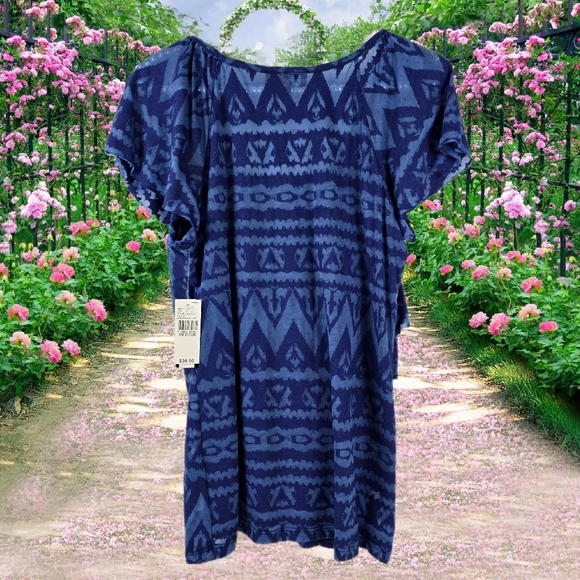 AB Studio Blue Ruffle Front Top - Picture 12 of 12